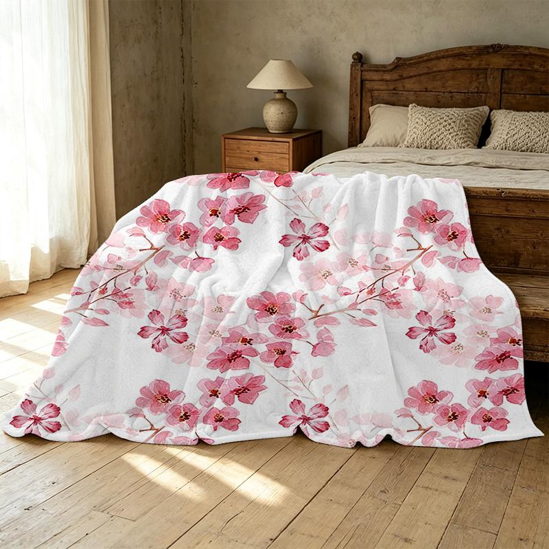 Sakura Flannel Blanket Soft, Plush & Warm Throw, Perfect for Home, Dorm, Halloween & Christmas Decor & Daily Use