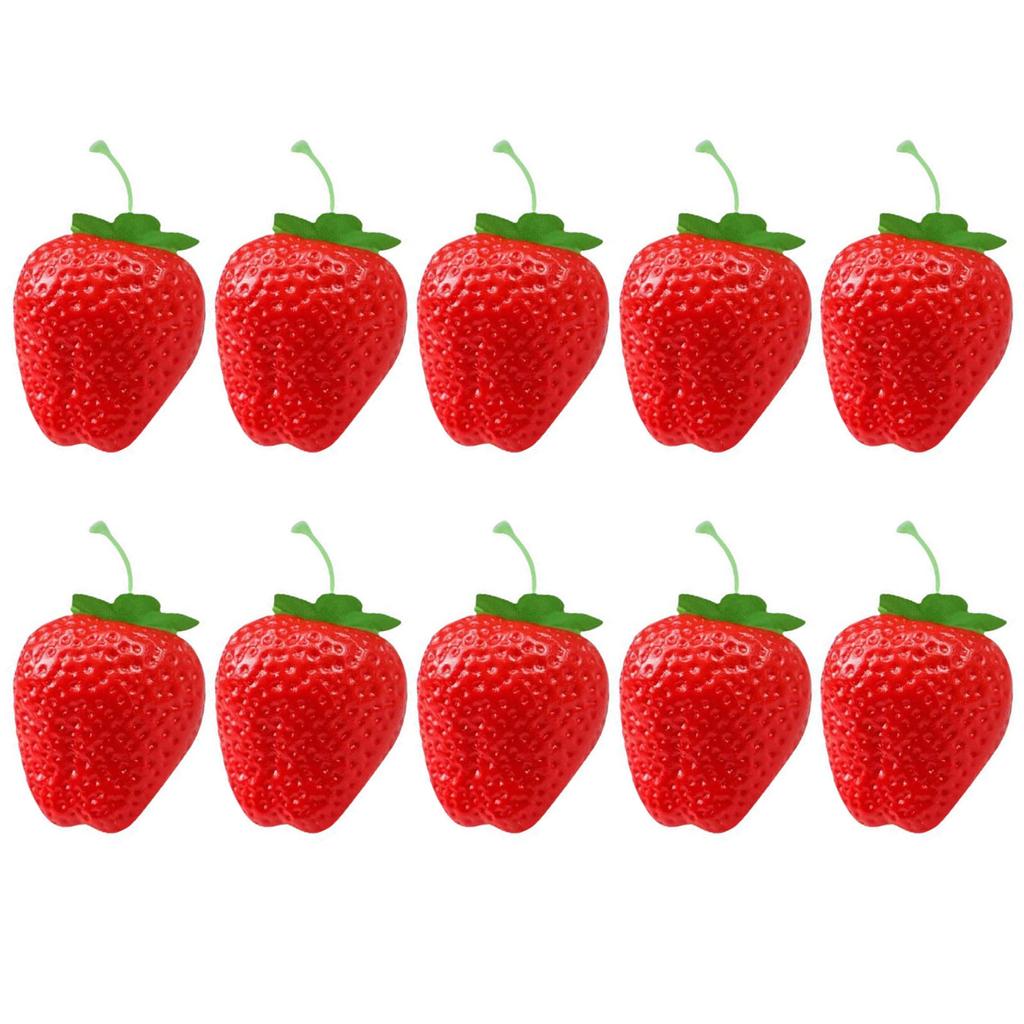 10Pcs Artificial Strawberry Simulation Fruit Model for Home Kitchen Wedding Table Decoration Basket Display Photography