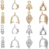 SUPERFINDINGS 16 шт. Латунные зажимы-петли, Зажим-петля, Застежка-петля, 4 стиля, Кубический цирконий, Ледокол, Позолоченные, Платиновые, Застежка-петля для изготовления украшений своими руками