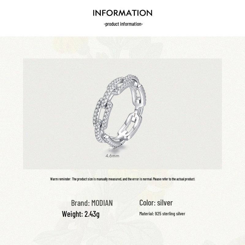 Modian Кольцо из стерлингового серебра 925 пробы с геометрическим бриллиантом - Простая мода, Полый дизайн, Трендовые украшения