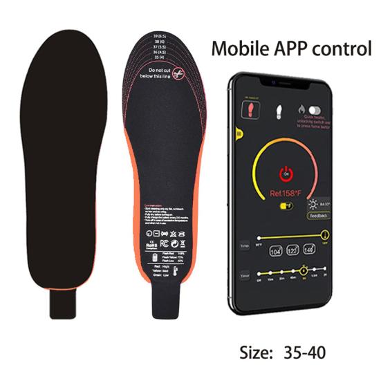 1 пара зимних электрических стелек с подогревом 3000 мАч, перезаряжаемые, 3 настройки температуры, управление через приложение
