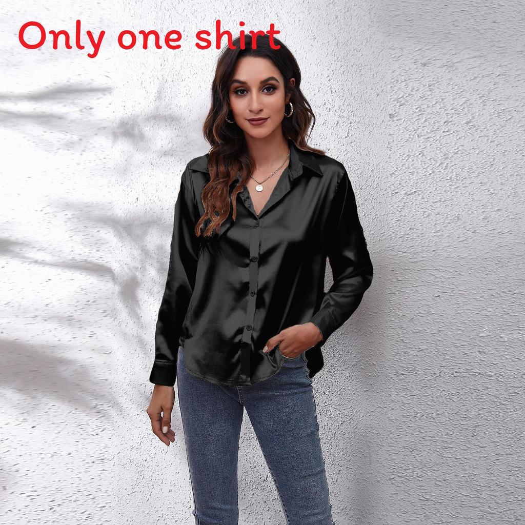 Satin Shirt For Women With Long Sleeves And Button Front For Office Wear