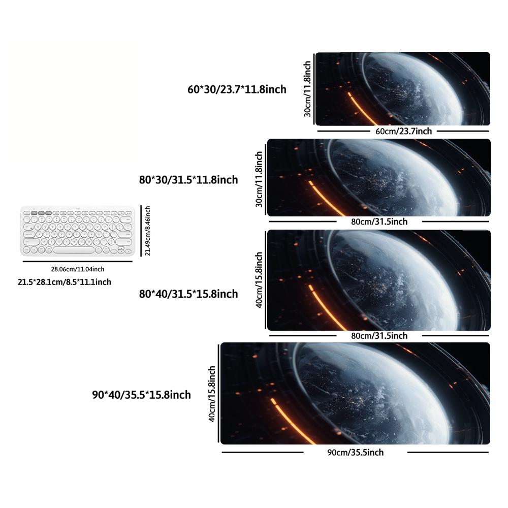Dark Space Large Gaming Mouse Pad XXL Orbital Earth Deskmat Non-Slip Rubber Game Mouse Mat Computer Keyboard Mats Big Gamer