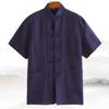 [Популярное] Мужская летняя рубашка в стиле ретро в китайском стиле из чистого льна с короткими рукавами в стиле Тан