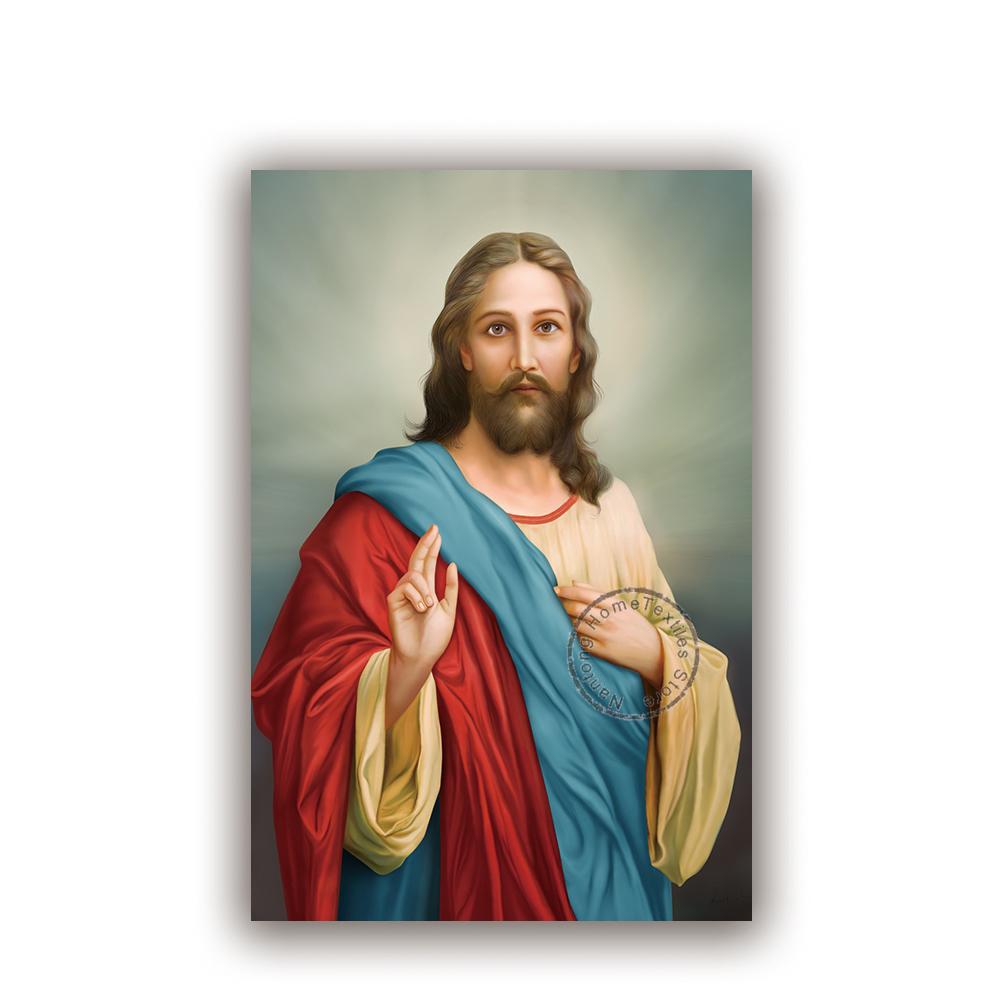 Христос Иисус Холст Картина Религиозный постер Священное Сердце Иисуса Настенная живопись Плакаты и принты Настенный постер Домашний декор