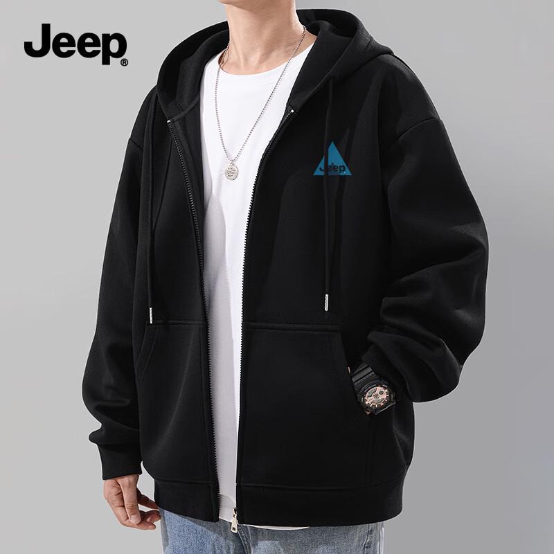 JEEP Men's Loose Fit Full-Zip Hooded Sweatshirt