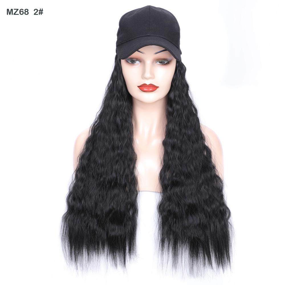 Hair Wig With Baseball Cap Straight&Wave Curly Hair Women Girl's Wigs