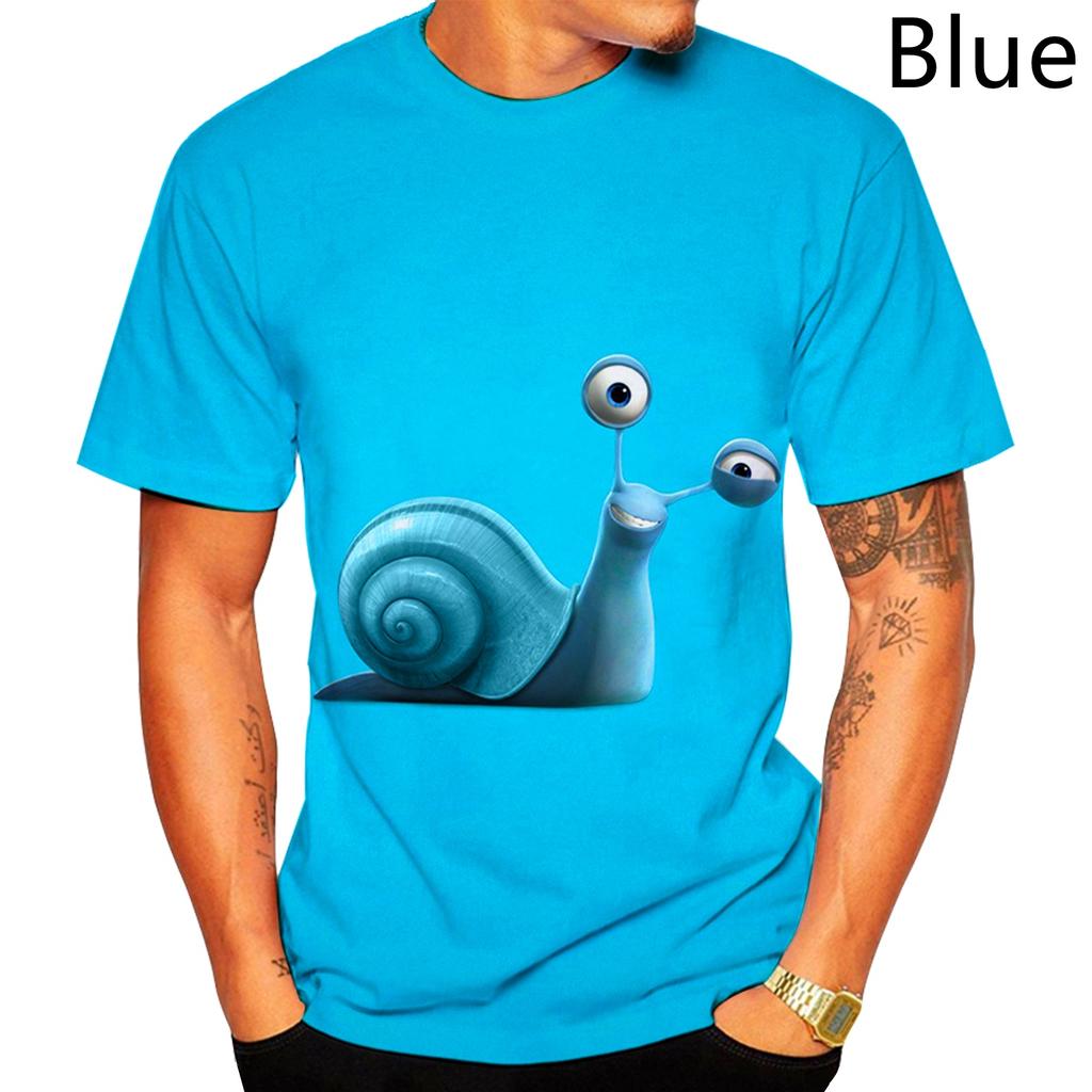 Летний топ с круглым вырезом и 3D-принтом с забавным узором улитки, модная повседневная мужская футболка с коротким рукавом