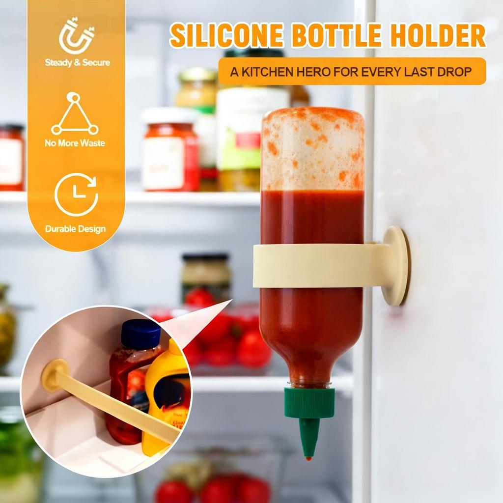 Wall Bottle Holder Suction Silicone Holder No Drop Left Behind Stand for Storage Kitchen Home Fridge Condiment Tile Oil Cleaner