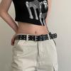 Unisex Star-Studded Hip Hop Punk Leather Belt with Double Holes