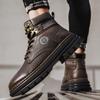 2025 Новые мужские ботинки с высоким верхом на толстой подошве, противоскользящая рабочая обувь, модные многофункциональные уличные винтажные мужские ботильоны на платформе