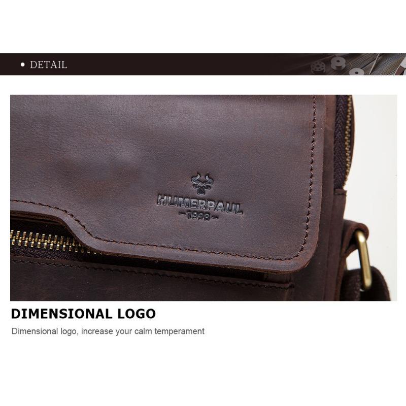 Crossbody Bag Men's Crazy Horse Leather Shoulder Bag Retro Men's Bag Multi-functional Bag