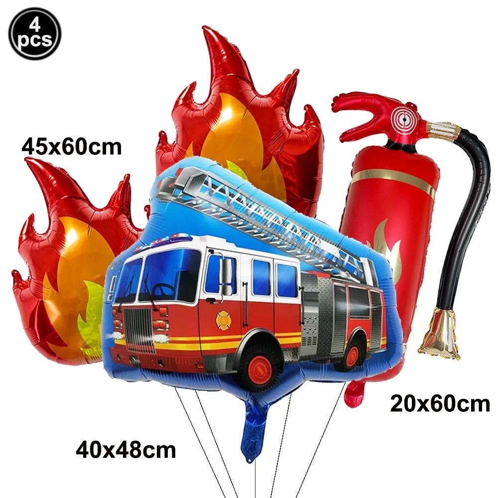 Firetruck Party Supplies Fire Paper Cups Fire Flame Drinking Straws Cake Topper Firefighter Birthday Party Decorations