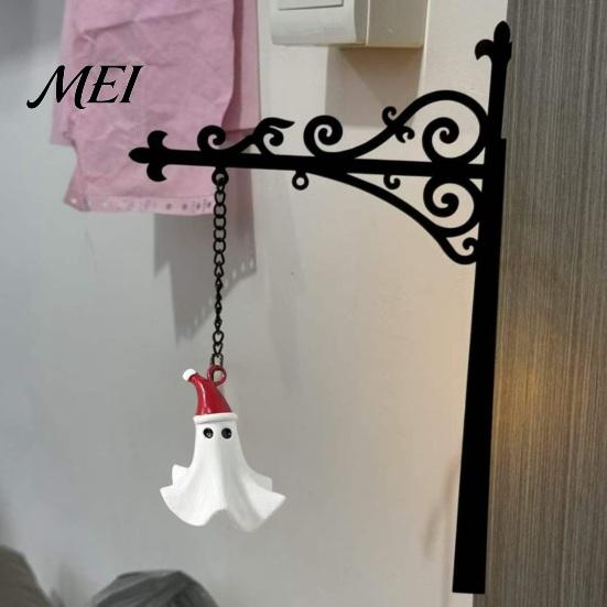 Collectible Holiday Hanging Tag Decorative Ghost Pendant, Iron Bracket Bookshelf Decor, Halloween And Rustic Metal Wall Art Christmas for Indoor