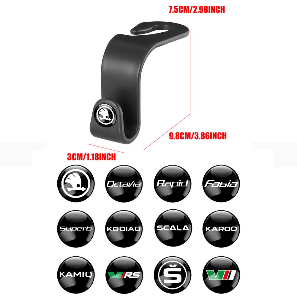 NYDM6 Car Headrest Hooks Seat Back Organizer Holder Clips Auto Fastener Hook For Skoda Rapid Scala Kodiaq Fabia Kamiq Karoq Octavia