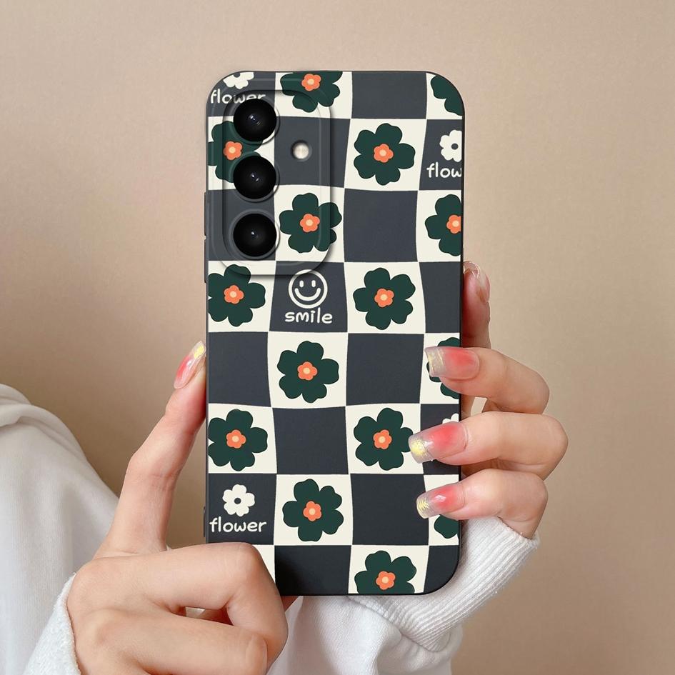 Чехол для телефона Samsung A05 A36 A56 A26 S25 Plus Ultra F14 A05S A16, модный чехол с рисунком в клетку, силиконовый модный эстетический чехол, защита для Samsung