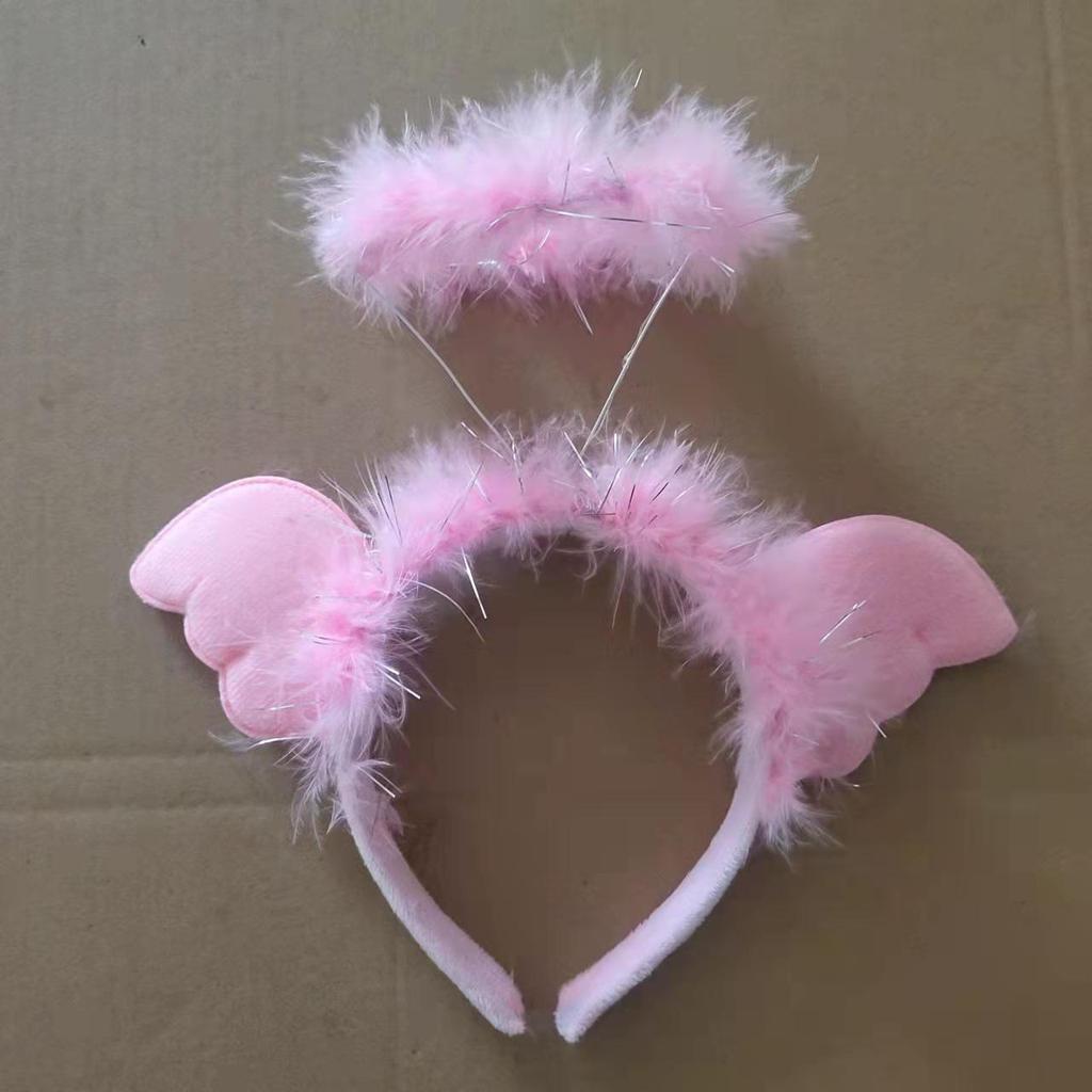 Angel Halo Glow Headband with Fairy Wings - Feather & Silk Christmas Hair Accessory