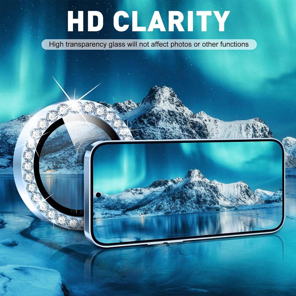 Для Samsung Galaxy A16 4G 5G Diamond Camera Lens Protector Блестящая закаленная стеклянная задняя крышка объектива Алюминиевое металлическое кольцо Galaxy A06