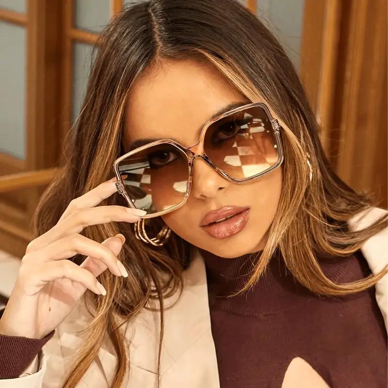 Brand Designer Fashion Oversized Sunglasses Women Plastic Female Big Frame Gradient Sun Glasses UV400 Mujer