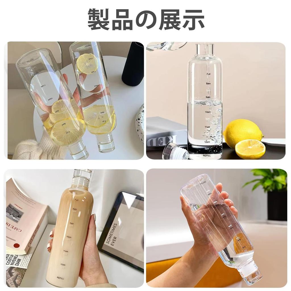 Стеклянная бутылка для питьевой воды 500 мл с отметкой времени Для взрослых и для горных детей, легкая и портативная, не содержит бисфенол-А,