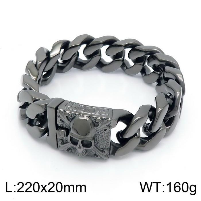 Source Jewelry Персонализированный кубинский браслет-цепь из титановой стали, Мужской браслет из нержавеющей стали с черепом