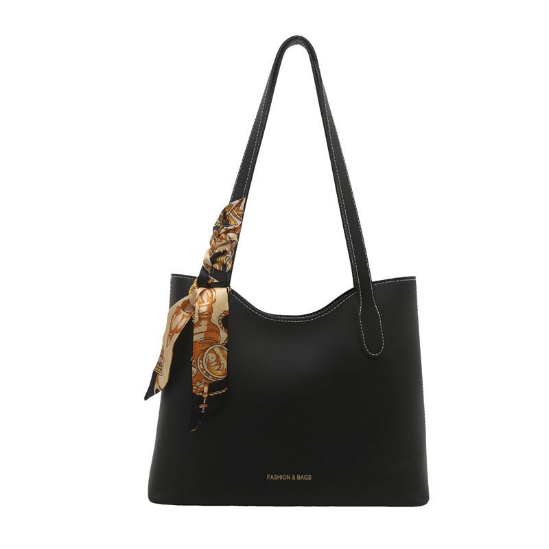 Silk Scarf Bag For Women Summer Large Pu Fashionable Shoulder Handbag With Zipper For Daily Use