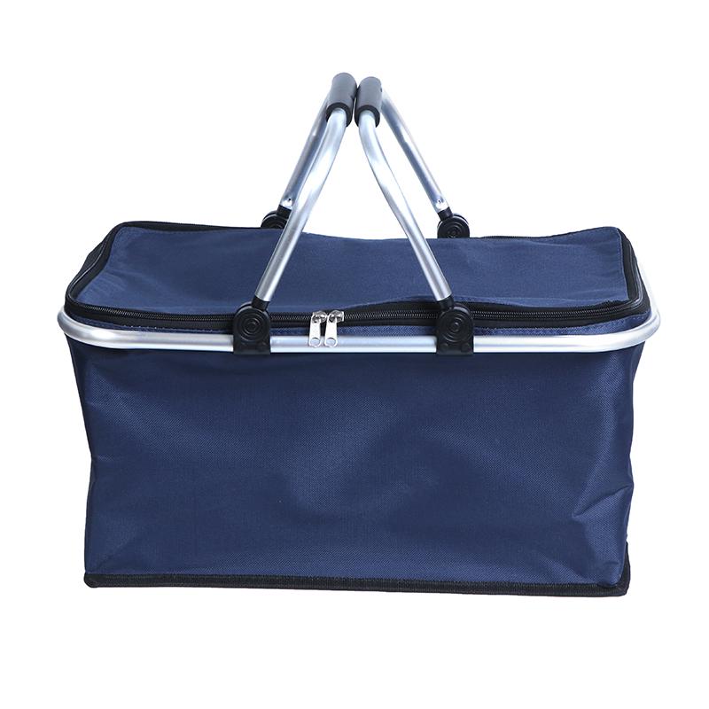 30l Foldable Picnic Bag Large Capacity Thermal Insulated Cooler Basket With Dual Carry Handles For Outdoor Camping