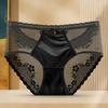 High-end Luxury Satin Lace Mesh Palace Mid-waist Women's Underwear Ultra-thin Sexy Seamless Briefs