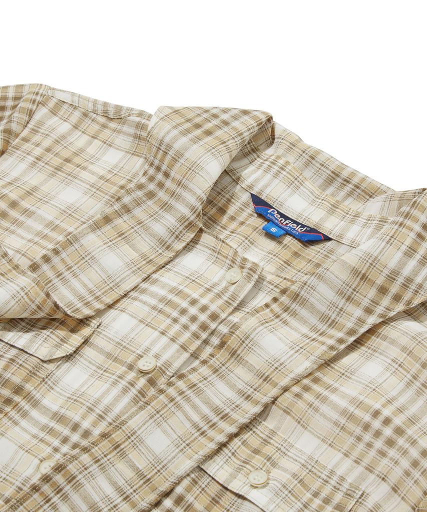 PENFIELD Шифоновое клетчатое прямое платье Желтое_Fs1Ws01F