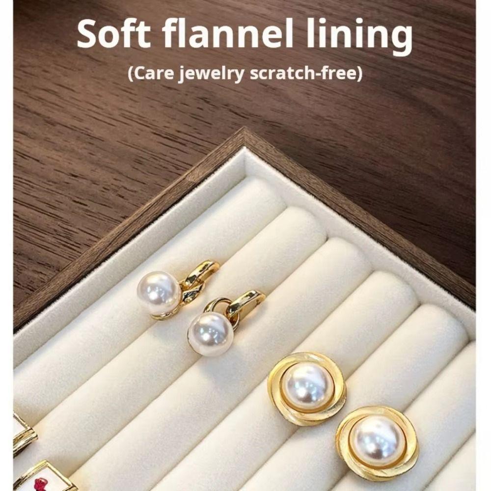 Multi-Compartment Wooden Jewelry Display Tray Velvet Lining Pendant Display Plate Show Case Props