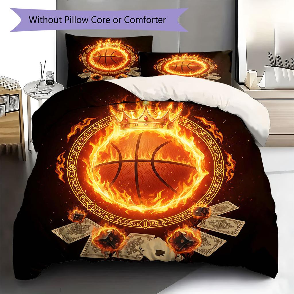 Burning ball Pattern Bedding Quilt Set Quilt Cover Pillowcase Home Decoration Birthday Gift (1 * duvet cover + 2 * pillowcase, without core)
