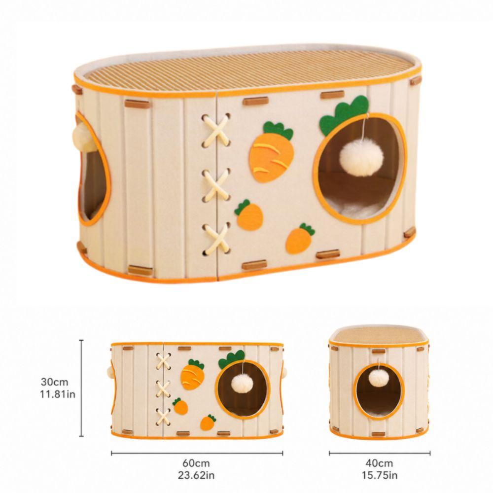 Felt Cat House 2-Story Cat Scratching Board Cute Carrot Cat Bed Pets Under 7kg