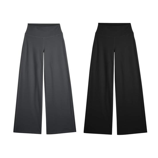 Женские расклешенные брюки с высокой талией, однотонные прямые брюки, однотонные прямые брюки с утягивающим эффектом для йоги