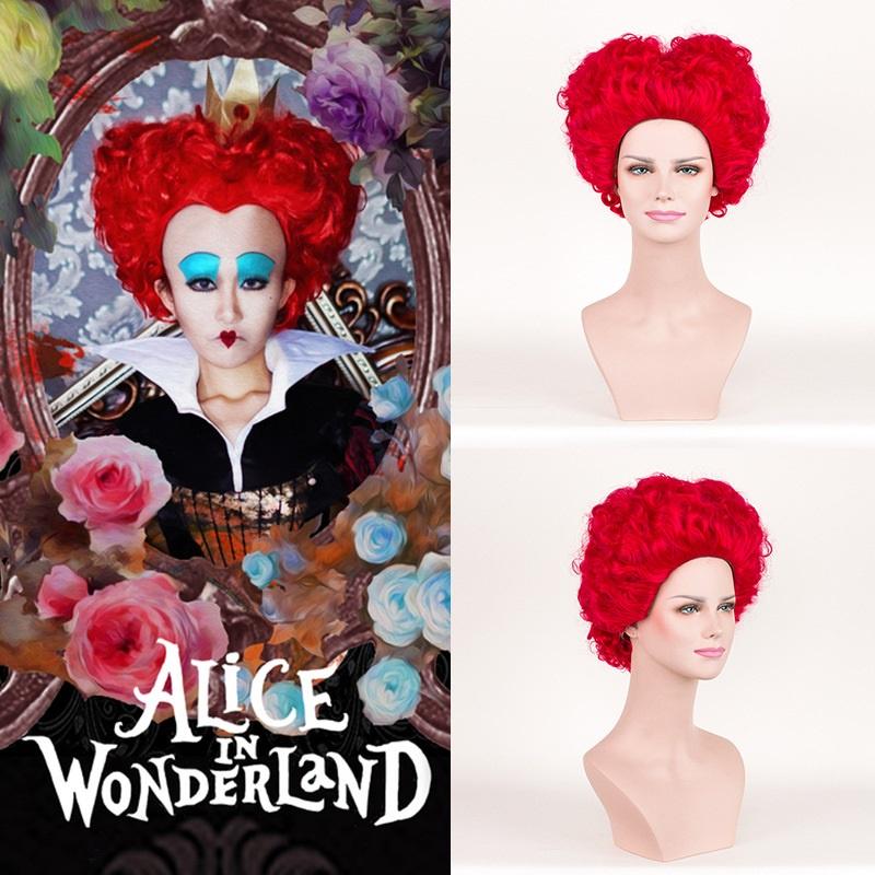 Enchanting Alice In Wonderland Queen Of Hearts Burgundy Curls Wig For Spectacular Cosplay