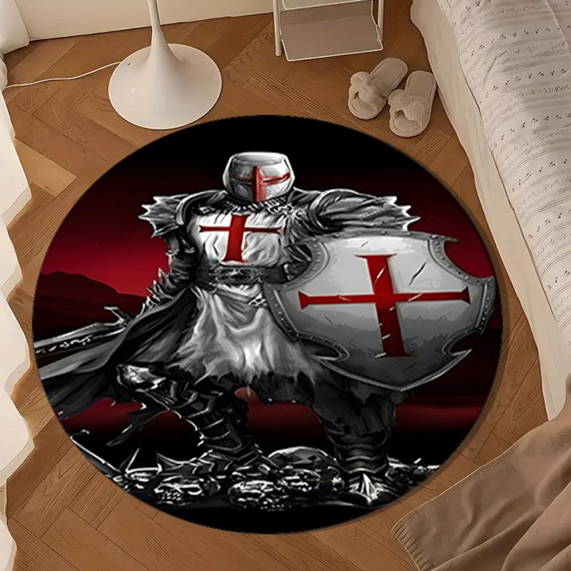 Knightly Warrior In Armor Round Rug for Livingroom,Bedroom, Palyroom, Chair Rug, Area rug, Circle Carpet, Large Size Fan Christmas gift