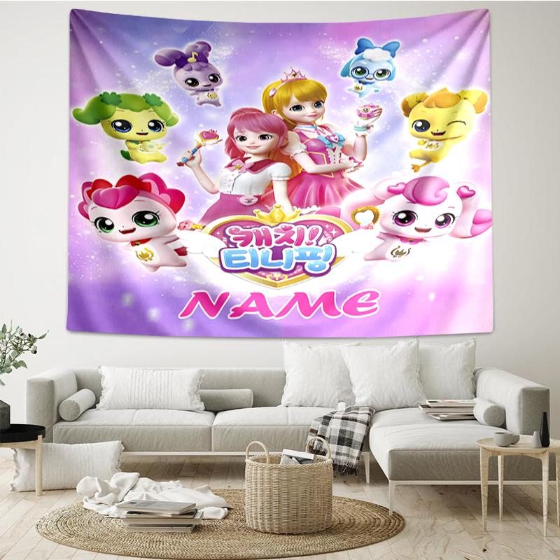 Custom Name Twinkle Catch Teenieping Print Tapestry, Backdrop, Easy Setup, Ideal for Bedroom, Office & Living Room, with Aesthetic Wall Hanging Decor.