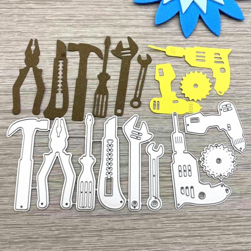 2 шт. DIY гаечный ключ, молоток, плоскогубцы, отвертка, пистолет, дрель, универсальный нож, бумага, ремесленный штамп, инструмент, комбинированные режущие штампы