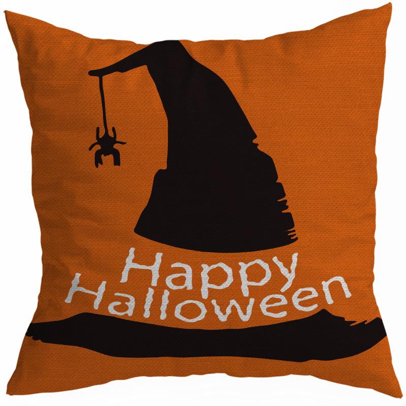 New Style 45x45cm Halloween Cushion Cover Linen Pillowcase Pumpkin Grimace Print Festival Party Decorative Pillow Covers, 1PC