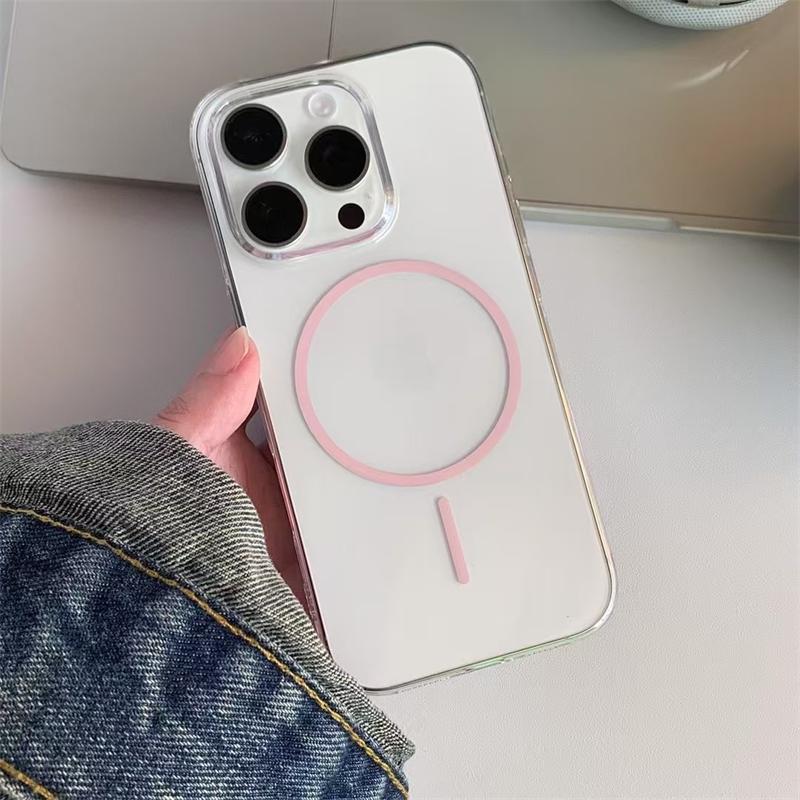 Прозрачные жесткие ПК чехлы для телефона Magsafe для iPhone 16 15 14 13 12 11 Pro Max 16e Plus Магнитная беспроводная зарядка Прозрачная крышка