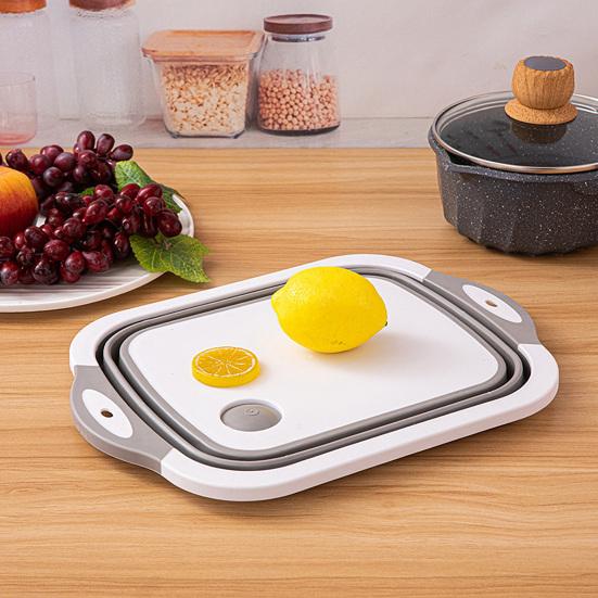 Folding Cutting Board with Deep Groove Design Anti-mildew Non-slip Easy To Clean Multifunctional Drainer Basket
