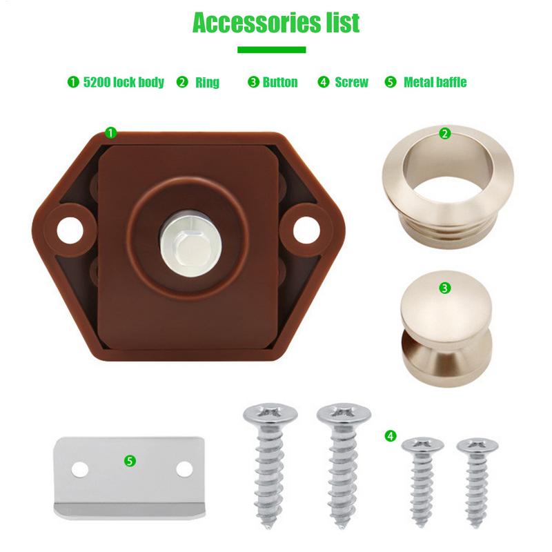 Замок-кнопка Защелка для двери шкафа в автодоме Бесключевые замки для шкафчиков Нажимные защелки для автодома Ручка Фурнитура для мебели для каравана Дома Яхт