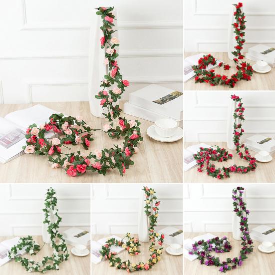 2.5M Artificial Flower Garland Realistic UV Resistant Faux Flower Rattan Vine Wedding Party Hanging Simulation Bloom