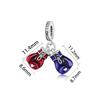 S925 Silver Red And Blue Boxing Glove Pendant Power Bead Bracelet Necklace DIY Handmade Craft Accessories Loose Beads