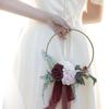 Bridesmaid Gold Hoop Bouquet for Wedding Bridal Shower Ceremony Artificial Rose Flower Hoop Wreath Front Door Wall Decoration