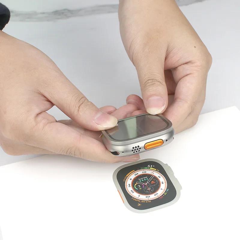 Корпус из алюминиевого сплава + закаленное стекло для Apple Watch Ultra 2 49 мм Защитная пленка от царапин для iWatch Ultra 49 мм
