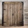 Vintage Farm Barn Wooden Door Shower Curtains Retro Texas Star Brown White Wood Board Bath Curtain Set Polyester Bathroom Decor