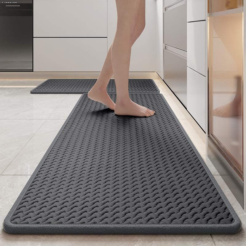 Кухонный коврик из полиэстера и хлопка с тканой текстурой, длинный коврик-дорожка для кухни, быстро впитывающий воду и масло, резиновая нескользящая основа