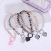 Sweet With Clip Crystal Beads Phone Chain Anti-lost Heart Mobile Phone Lanyard Jewelry Short Love Phone Pendant Female Lady Girl