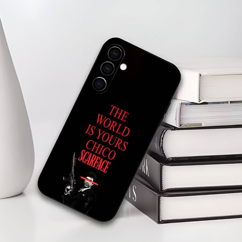 Silicone Soft Phone Case 'The World Is Yours' S-Scarfaces Compatible with Samsung Galaxy A73 A72 A71 A70 A53 A52 A51 A32 A31 A21