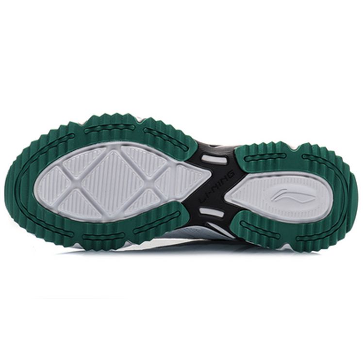 Li-Ning Spliced Shock Absorbing Non-Slip Low-Top Running Shoes Men Sneakers White Green ARLQ009-2